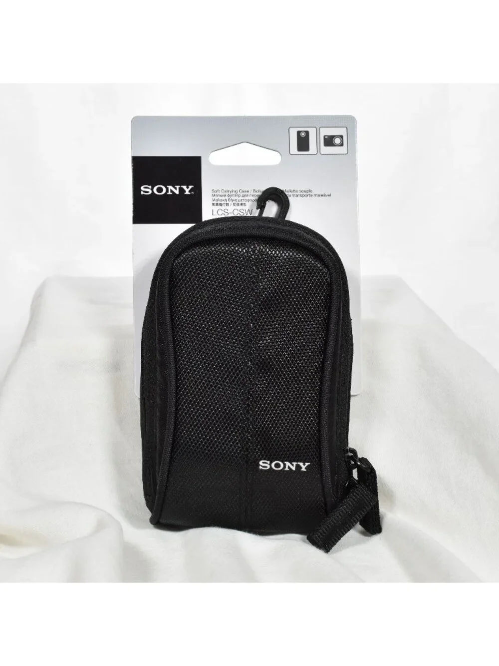 Sony LCS-CSW Soft Camera Case Black Belt Loop Memory Card Pocket Compact Pouch